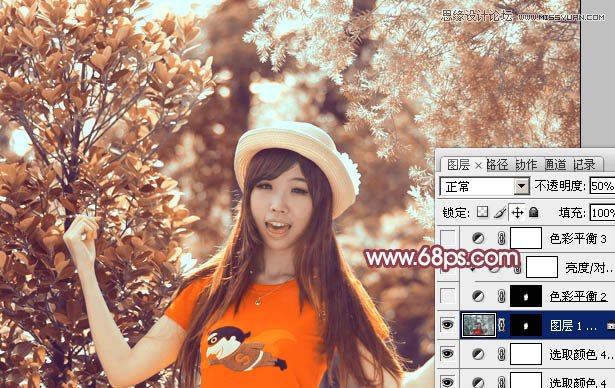 Photoshop调出搞怪女孩唯美的淡红效果