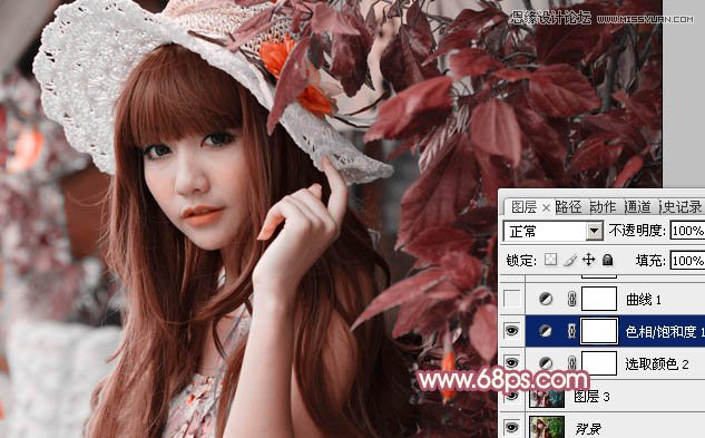 Photoshop调出林下美女唯美的粉色效果