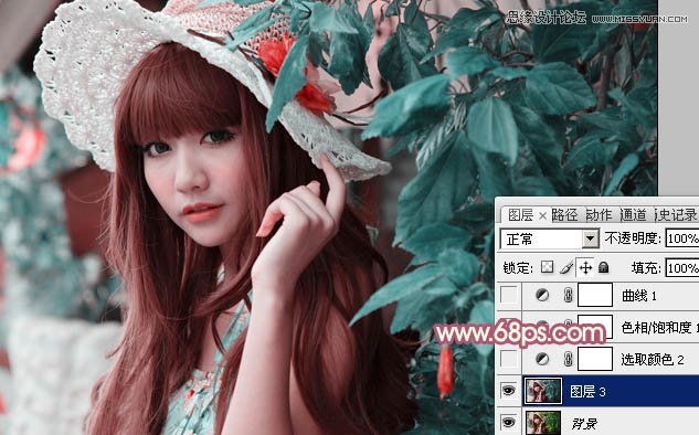 Photoshop调出林下美女唯美的粉色效果