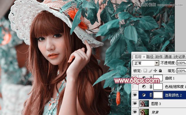 Photoshop调出林下美女唯美的粉色效果