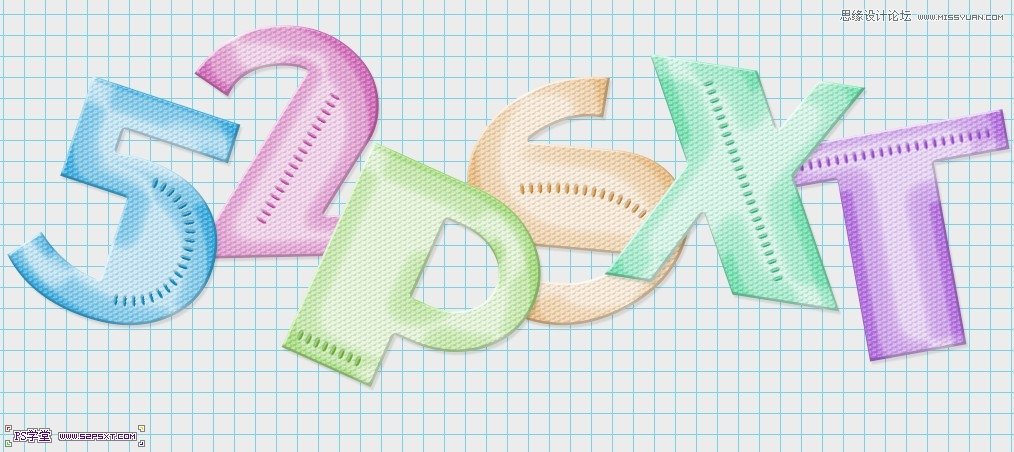 Photoshop制作彩色纹理的塑料艺术字教程