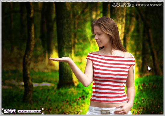 Photoshop合成在和蝴蝶交流的美女仙子