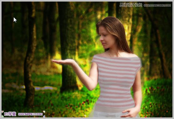 Photoshop合成在和蝴蝶交流的美女仙子