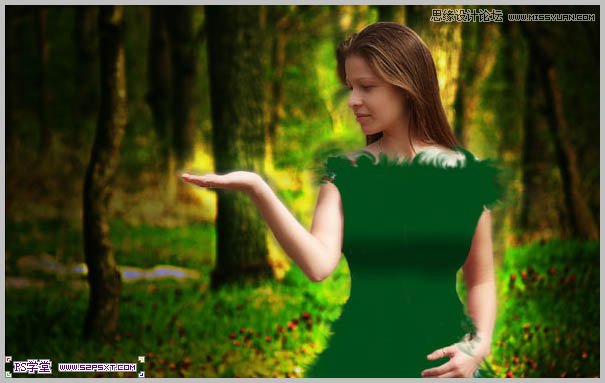 Photoshop合成在和蝴蝶交流的美女仙子