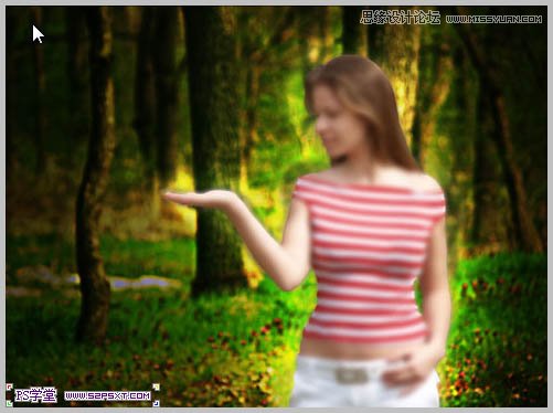 Photoshop合成在和蝴蝶交流的美女仙子