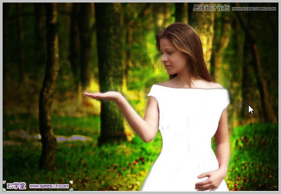 Photoshop合成在和蝴蝶交流的美女仙子