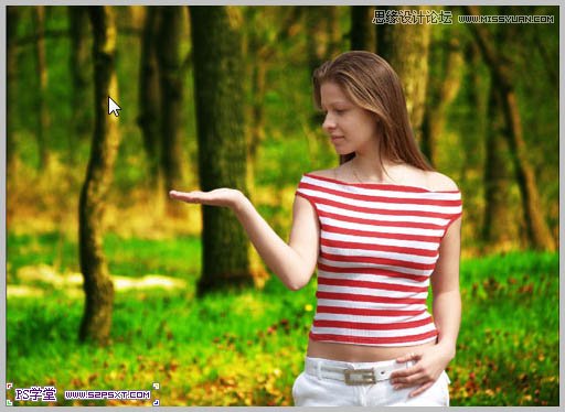 Photoshop合成在和蝴蝶交流的美女仙子