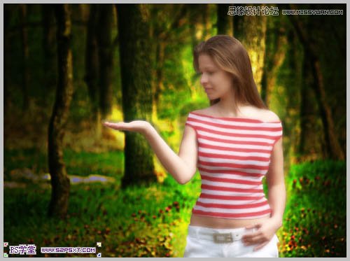 Photoshop合成在和蝴蝶交流的美女仙子