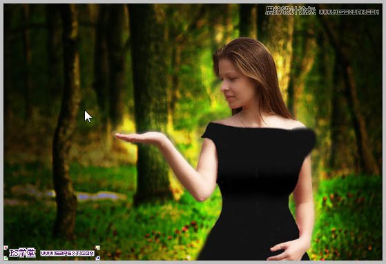 Photoshop合成在和蝴蝶交流的美女仙子