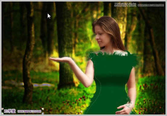 Photoshop合成在和蝴蝶交流的美女仙子