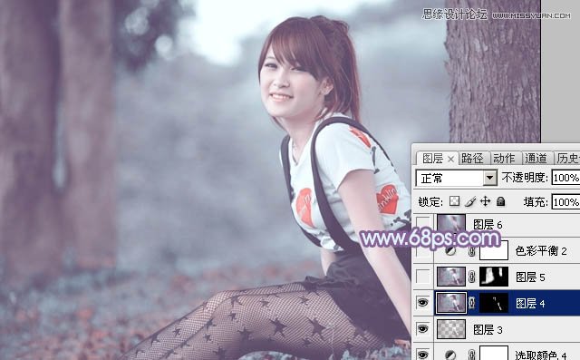 Photoshop使用通道替换给调出美女梦幻紫色调