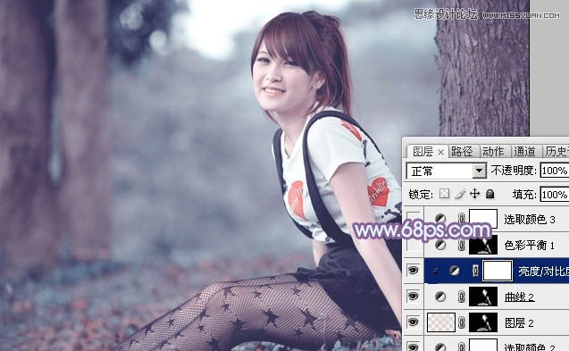 Photoshop使用通道替换给调出美女梦幻紫色调