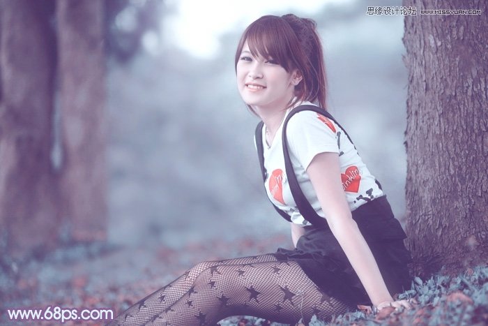 Photoshop使用通道替换给调出美女梦幻紫色调