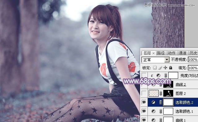 Photoshop使用通道替换给调出美女梦幻紫色调