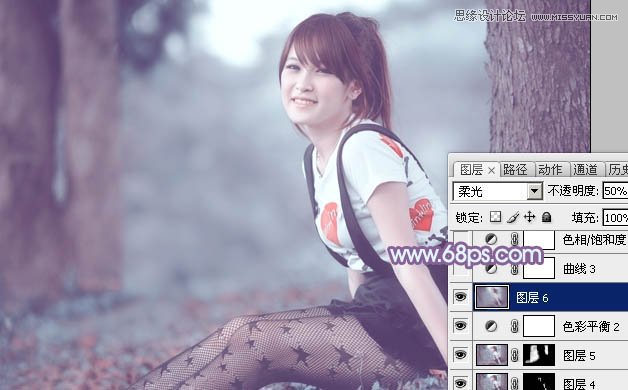 Photoshop使用通道替换给调出美女梦幻紫色调