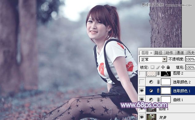 Photoshop使用通道替换给调出美女梦幻紫色调
