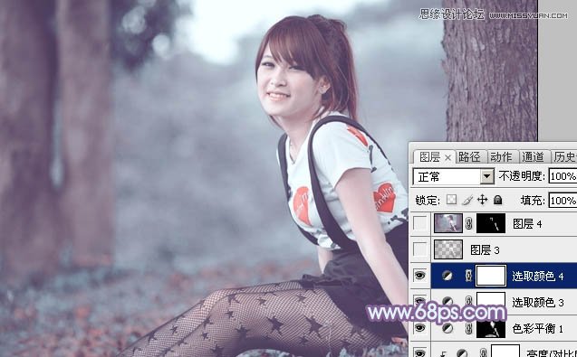 Photoshop使用通道替换给调出美女梦幻紫色调