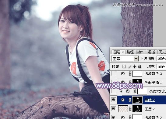 Photoshop使用通道替换给调出美女梦幻紫色调