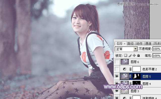 Photoshop使用通道替换给调出美女梦幻紫色调