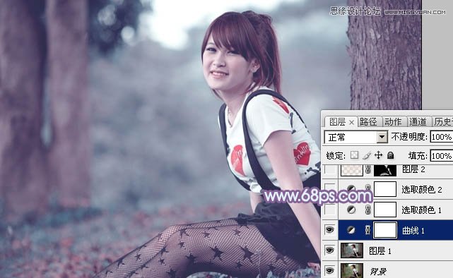 Photoshop使用通道替换给调出美女梦幻紫色调