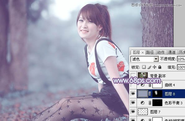 Photoshop使用通道替换给调出美女梦幻紫色调