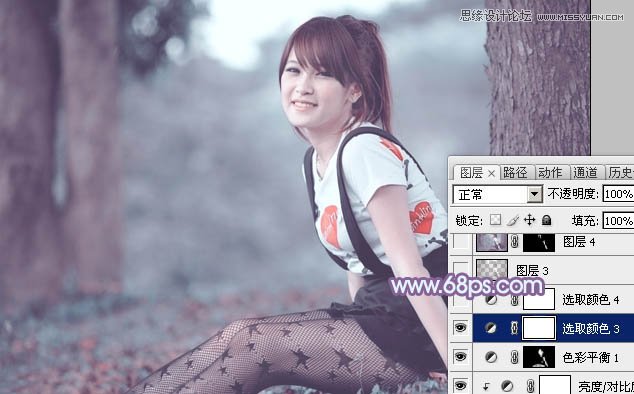 Photoshop使用通道替换给调出美女梦幻紫色调