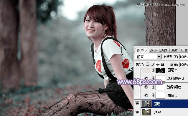 Photoshop使用通道替换给调出美女梦幻紫色调