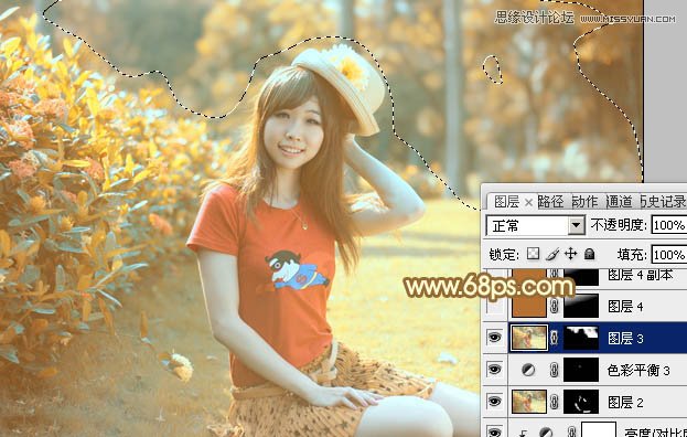 Photoshop调出公园女孩复古的淡黄效果