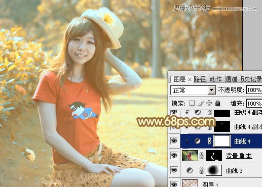 Photoshop调出公园女孩复古的淡黄效果