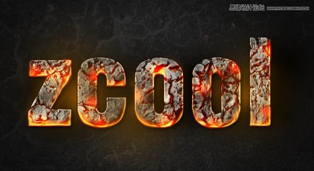 Photoshop制作燃烧效果的岩石字【中文版】