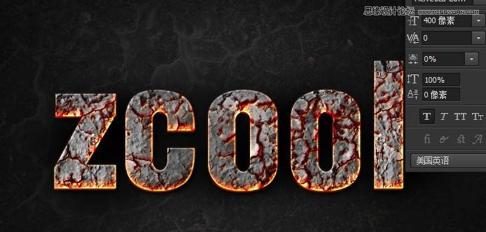 Photoshop制作燃烧效果的岩石字【中文版】