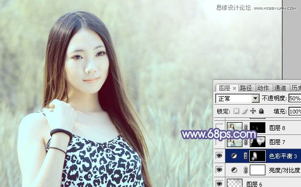 Photoshop给美女照片添加紫色梦幻效果