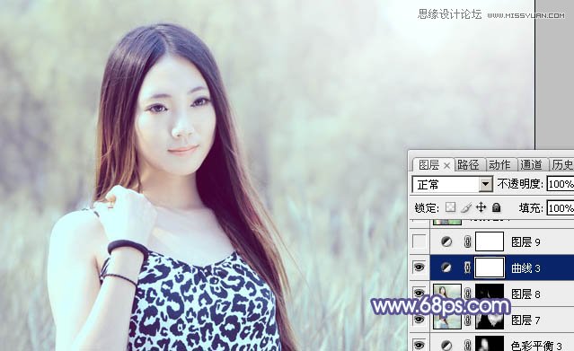 Photoshop给美女照片添加紫色梦幻效果