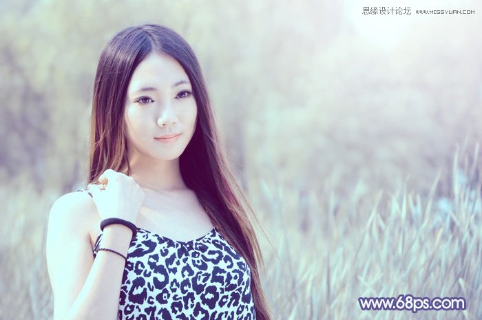 Photoshop给美女照片添加紫色梦幻效果