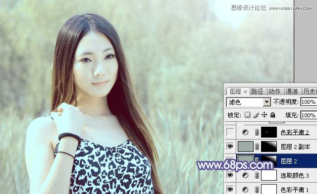 Photoshop给美女照片添加紫色梦幻效果