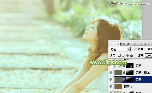 Photoshop调出外景美女照片唯美青色调