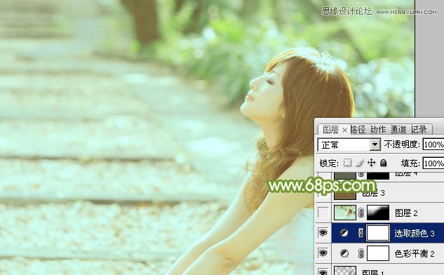 Photoshop调出外景美女照片唯美青色调