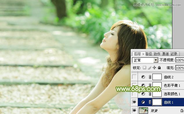 Photoshop调出外景美女照片唯美青色调