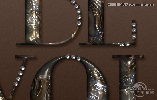 Photoshop制作金属嵌钻图案效果的字效