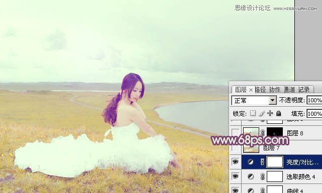 Photoshop调出外景婚片紫色唯美效果图