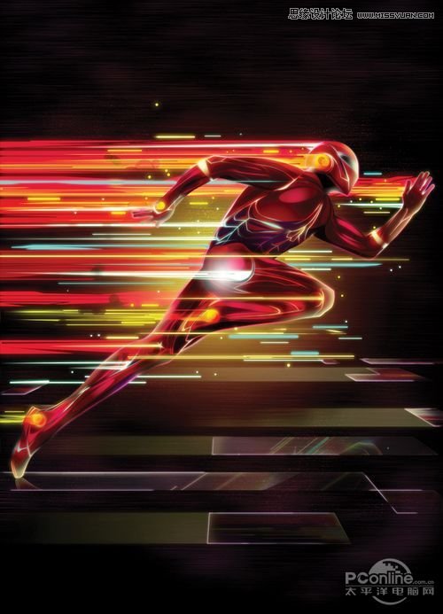 Photoshop制作绚丽的超级英雄飞奔场景
