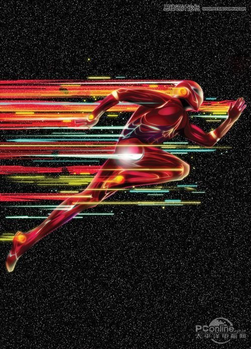 Photoshop制作绚丽的超级英雄飞奔场景