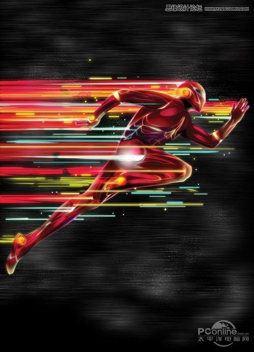 Photoshop制作绚丽的超级英雄飞奔场景