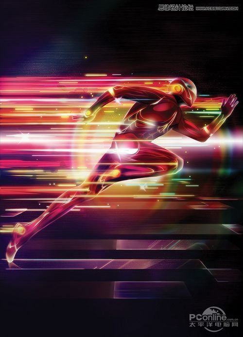 Photoshop制作绚丽的超级英雄飞奔场景