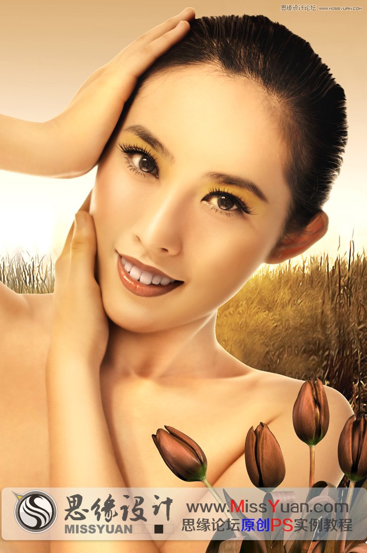 Photoshop调出美女模特质感的古铜色效果