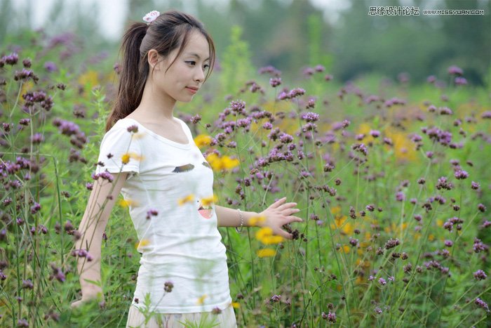 Photoshop调出花园美女淡淡的黄色调
