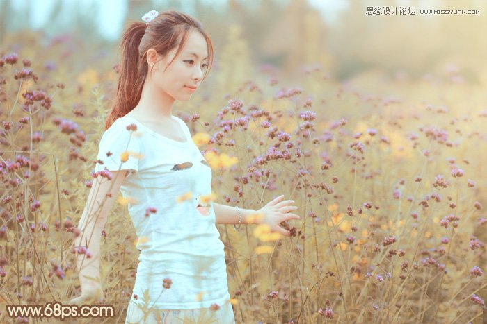 Photoshop调出花园美女淡淡的黄色调