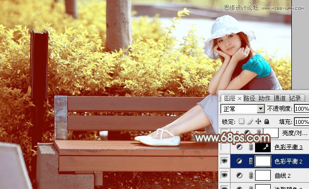 Photoshop调出公园美女温馨暖色调效果