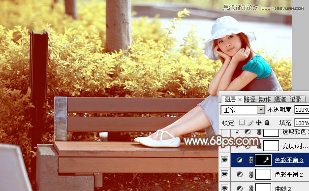 Photoshop调出公园美女温馨暖色调效果