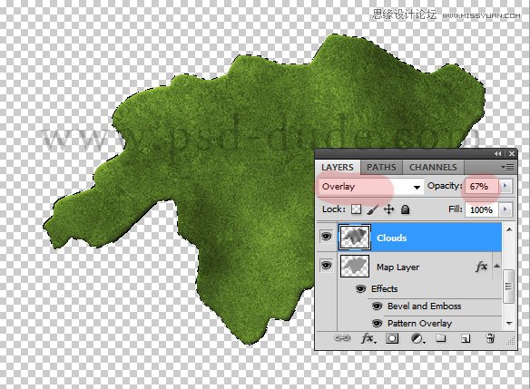 Photoshop绘制逼真的绿色地图